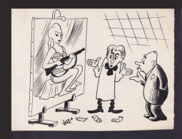 SZABAD SZÁJ  KARIKATÚRA Gyűjtemény 1946-51 .A Lapban Megjelent 5 Db Eredeti Szignós Tusrajz, Hátoldali Bélyegzéssel - Dessins