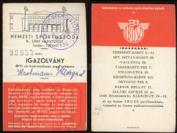 1949. Nemzeti Sportuszoda  Igazolvány - Non Classés