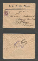 GREECE. 1899 (12 April) Athens - France (30 April) 25 L Lilac Perf Small Hermes. Fine. - Covers & Documents