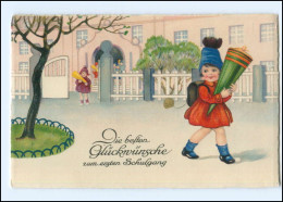 Y15643/ Einschulung Mädchen Mit Schultüte Litho Ak Ca.1930  - Children's School Start