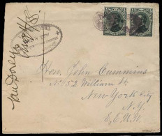 HONDURAS. 1888 (9 Ago). Cover From Tegucigalpa To New York With Pair 1878 1/2r Black Morazan Issues Tied By Mute Cancels - Honduras