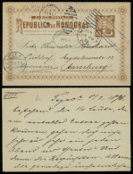 HONDURAS. 1896. Tegucigalpa - Germany. 3c Doble Stat Card Half Used. Scarce. - Honduras