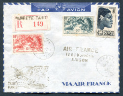 RC 27246 OCEANIE 1950 TAHITI - PARIS POUR L INDOCHINE FFC 1er VOL TB - Storia Postale