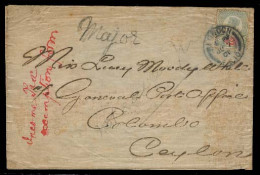 GREAT BRITAIN. 1901. London - Ceylon. Env Fkd Single 2d Cds. Unusual Usage Single Military. - ...-1840 Préphilatélie