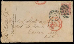 GREAT BRITAIN. 1870. Liverpool - USA. Env Fkd 3d Pl 15. - ...-1840 Precursori