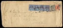 GREAT BRITAIN. 1894. London / Charing Cross - Sevilla / Spain / España. Multifkd Env Incl 1sh Qv + Retour Label Of Desti - ...-1840 Préphilatélie