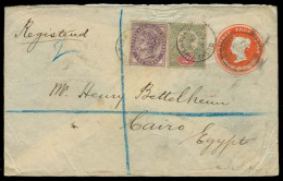 GREAT BRITAIN. 1900. Bushey - Newtown - Egypt. 4d Stat Env + 2 Adtls. - ...-1840 Préphilatélie