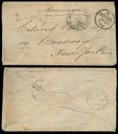 GREAT BRITAIN. 1869. Broad Green / Croydon - USA. Env US 22 Cts Due. Cds Reverse. - ...-1840 Voorlopers