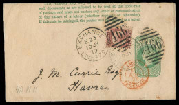 GREAT BRITAIN. 1879. Liverpool - France. 1/2d Green Stat Wrapper + 1/2d Pl II. XF + Scarce Overseas Usage. - ...-1840 Préphilatélie