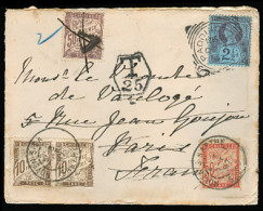 GREAT BRITAIN. 1897. Paddington - France. Env 2 1/2 D Cds + 4 Diff. Frech Postage Dues / Tied. Incl 50c. Doble Fwding. V - ...-1840 Precursori