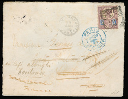 GREAT BRITAIN. 1889. Ipswich - JAPAN - France. Env 5d Cds, Fwded With Transits Cachets On Front. Very Appealing Doble Ra - ...-1840 Préphilatélie