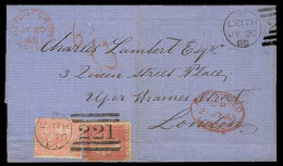 GREAT BRITAIN. 1865. Leitn - London. Registr E Frkd 1d Pl 71 + 4d Large Colored Letters, Cds + 221. Proper Red Registr M - ...-1840 Precursores