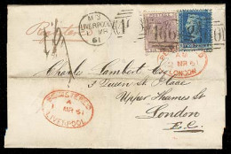 GREAT BRITAIN. 1861. Liverpool - London. Registr E Frkd 2d Fine Engraved + 6d. Red Ovals Reg Marks. Fine. - ...-1840 Prephilately