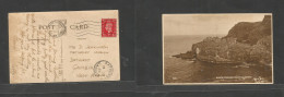 Great Britain - XX. 1937 (1 Sept) Portrush, Country Autrim - Gambia, Bathurt, West Africa (14 Sept) 1d Red Fkd Ppc. Arri - ...-1840 Vorläufer