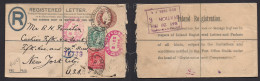 Great Britain - Stationery. 1904 (17 May) Nottingham - USA, NYC (25 May) Registered 3d Brown + 2 Adtls Multifkd Stationa - ...-1840 Préphilatélie