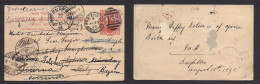 Great Britain - Stationery. 1895 (13 Aug) Brighton, Western Rd - Italy, Fwded Dresden. 1d Red Stat Card, Fine Used, Thre - ...-1840 Vorläufer