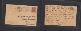 Great Britain - Stationery. 1930 (23 June) REPLY Half Stat Card 1 1/2d Brown Taunton - Switzerland, Bern. Fine Used. - ...-1840 Prephilately