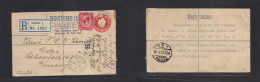 Great Britain - Stationery. 1921 (13 Dec) Grimsby - Germany, Gotha (16 Dec) Registered 2d Red Stat Env + Adtl Cds. Fine. - ...-1840 Préphilatélie
