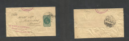 Great Britain - Stationery. 1907 (12 March) Liverpool - Brazil, Manaos, Amazonas. 1/2d Green Stat Wrapper, Endorsed Cach - ...-1840 Vorläufer