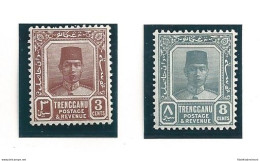 1938 MALAYSIAN STATES TRENGGANU, N° 29 E 34  2 Valori MLH/* - Other & Unclassified