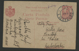 01295*RUMÄNIEN*ROMANIA*CARTA POSTALA*POSTAL STATIONARY*CERNAUTI TO CZECHIA*1922 - Lettres & Documents