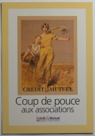 BANQUE CREDIT MUTUEL - Carte Pub Moderne Reproduction Affiche Ancienne Femme Et Enfant Dans Un Champ Récolte - Banks