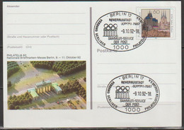 BRD Ganzsache1992 PSo28 Philatelia92 Berlin ESST. 9.10.92 Berlin Bewerberstadt Olympia 2000 (d788)günstige Versandkosten - Postcards - Used