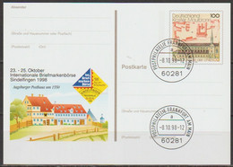 BRD Ganzsache 1998 PSo55 Briefmarkenbörse Sindelfingen EST.8.10.98 Postphilatelie Frankfurt (d111)günstige Versandkosten - Postcards - Used