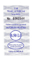 2005 Lithuania School, Gymnasium Coupon 0.5Lt For Travel By Bus From The Village To The Trakai - Lituania