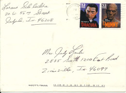 USA Cover Indianapolis 1997 Dracula And Mummy Stamps - Covers & Documents