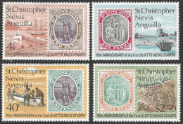 St Kitts-Nevis. 1973 70th Anniversary Of First St Kitts-Nevis Stamps. MH Complete Set. SG 285-288. M3128 - St.Christopher-Nevis-Anguilla (...-1980)