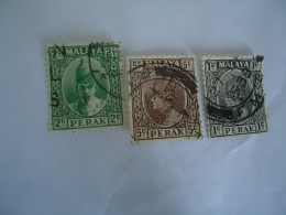 PERAK   MALAYA    USED  3  STAMPS KINGS   WITH POSTMARK - Perak