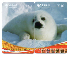 Phoque Puzzle 2 Télécartes Chine China Phonecard  Telefonkarte (P 65) - Chine