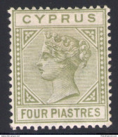 1892  CIPRO, SG 35  4 Piastre Grigio Oliva  - MLH* - Autres & Non Classés