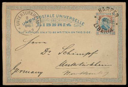 LIBERIA. 1896. Harper - Germany. 3c Stat Card. Fine Used. - Liberia