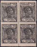 Fernando Po 1907 Sc 155 Ed 155 Block MLH* Streaky Gum - Fernando Po