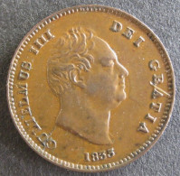 Grande Bretagne, 1/3 Farthing 1835 William IV, En Cuivre, Superbe , KM# 721 - A. 1/4 - 1/3 - 1/2 Farthing