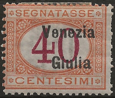 TRVGSx5L - 1918 Terre Redente - Venezia Giulia, Sassone Nr. 5, Segnatasse Nuovo Con Traccia Di Linguella */ - Venezia Giulia