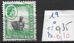 RHODESIE & NYASALAND 19 Oblitéré Côte 0.35 € - Rhodésie & Nyasaland (1954-1963)