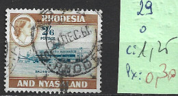 RHODESIE & NYASALAND 29 Oblitéré Côte 1.25 € - Rhodesia & Nyasaland (1954-1963)