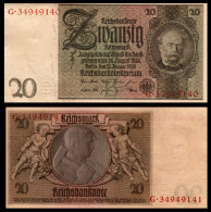 Germany P181, 20 Reichsmark 1929 XF/AU, Consecutive Numbers - 1 Mio. Mark