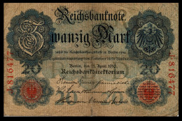 Germany Reicksbank P40a Or B, 20 Mark, Eagle Arms / Scrollwork 1910 VG $20 Cat. Val.! - 1 Mio. Mark