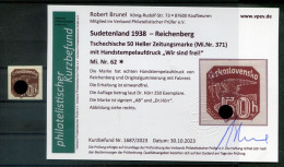 Sudetenland Reichenberg 62 Tadellos * MH+gepr. BEFUND 140EUR (T7984 - Région Des Sudètes