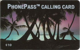 USA - LDDS Worldcom - Palm Trees & Sunset (PhonePass), 1995, Remote Mem. 10$, Used - Altri & Non Classificati