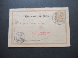 Österreich / Sudeten 1895 GA Fragekarte Großer K2 Reichenberg Stadt Nach Kiel Gesendet / Franz Rehwald Söhne Reichenberg - Cartes Postales