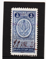 CAO518 P O L E N 1920 OPLATA STEMPLOWA  3 MAREK  Gestempelt SIEHE ABBILDUNG - Revenue Stamps