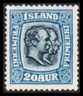 1918. Two Kings. 20 Aur Blue. Perf. 14x14½, Wm. Cross.  Without Gum.  (Michel 82) - JF543740 - Ongebruikt