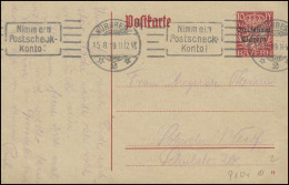 Bayern Postkarte 10 Pf. Volksstaat NÜRNBERG - Nimm Ein Postscheckkonto - 15.8.19 - Monete