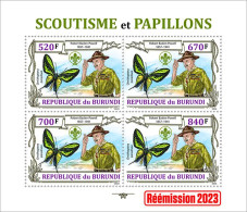 Burundi 2023, Animals, Butterflies II, Scout, Re-issued, Sheetlet1 - Unused Stamps