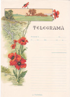 VERY RARE TELEGRAMME,POPPY FLOWERS,UNUSED,LX11, ROMANIA - Telegraphenmarken